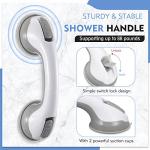 Grab Bars for Bathtubs and Showers, 12 Inch Shower Handle Strong Suction Cup Grab Bar for Shower Chair Stool, Bathroom Safety Bar for Seniors, Elderly, Handicap (2 Pack)
