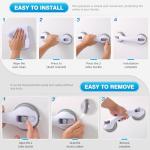 Grab Bars for Bathtubs and Showers Suction Grab Bar, Heavy Duty 12 Inch Shower Handle Removable Bath Handrails for Seniors and Elderly, Bathroom Safety Grip No Drilling Waterproof 2 Pack