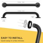 FANHAO 2 Pack Shower Grab Bar, 16 Inch Stainless Steel Bathroom Grab Bar Handicap Bars, Heavy Duty Shower Handle Bath Handle, Safety Bars for Seniors, Elderly or Handicapped (Matte Black)