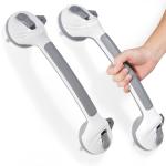 Reyiu Grab Bars for Bathtubs and Showers, 16.5 Inch Handicap Shower Handle Safety with Indicators, Suction Cup Grab Bar for Shower Chair Stool, Seniors, Elderly (2 Pack)