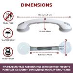 Safe-er-Grip Changing Lifestyles Suction Cup Grab Bars For Bathtubs & Showers; Safety Bathroom Assist Handle, White & Grey, 16 Inches