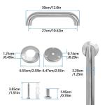 Rackickyer Shower Grab Bar, 2 Pack 12 Inch Brushed Nickel Bathroom Safety Bar, 1.25" Diameter 304 Stainless Steel Grab Bars for Bathtubs and Showers, Handicap Shower Grab Bar for Seniors Elderly