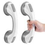 Grab Bars for Bathtubs and Showers, 12 Inch Shower Handle Strong Suction Cup Grab Bar for Shower Chair Stool, Bathroom Safety Bar for Seniors, Elderly, Handicap (2 Pack)