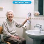 Grab Bars for Bathtubs and Showers Suction Grab Bar, Heavy Duty 12 Inch Shower Handle Removable Bath Handrails for Seniors and Elderly, Bathroom Safety Grip No Drilling Waterproof 2 Pack