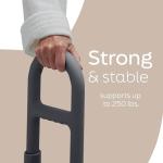 Medline Deluxe Plastic Tub Grab Bar, Microban Protection, 250lb Weight Capacity, Grey