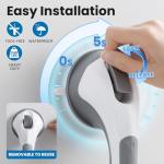 LEVERLOC Grab Bars for Bathtubs and Showers 2 Pack Suction Grab Bar, Heavy Duty 12 Inch Shower Handle Removable Bath Handrails for Seniors and Elderly, Bathroom Safety Grip No Drilling Waterproof Grey