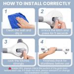 Reyiu Grab Bars for Bathtubs and Showers, 16.5 Inch Handicap Shower Handle Safety with Indicators, Suction Cup Grab Bar for Shower Chair Stool, Seniors, Elderly (2 Pack)