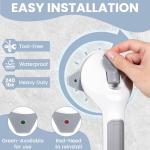 Reyiu Grab Bars for Bathtubs and Showers, 16.5 Inch Handicap Shower Handle Safety with Indicators, Suction Cup Grab Bar for Shower Chair Stool, Seniors, Elderly (2 Pack)