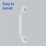 Medline Knurled Chrome 12” Grab Bar for Shower & Bathtub, Independence & Ease of Movement — for Elderly, Handicapped or Seniors, 300 lb. Capacity, 1 Bar