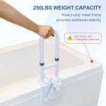 HEPO Adjustable Bathtub Safety Rail for Elderly, Tub Grab Bar for Bathroom, Assistance Bathtub Handle Clamp for Seniors Bath Handles Support and Fall Prevention, White