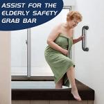 Safety Handle Bar Iron Outdoor Deck Rail Banister Bath Shower Indoor & Outdoor Deck Hand Rail 500LBS Load Capacity Wall Mount Stainless Steel 2 Pack