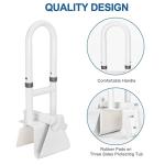 HEPO Adjustable Bathtub Safety Rail for Elderly, Tub Grab Bar for Bathroom, Assistance Bathtub Handle Clamp for Seniors Bath Handles Support and Fall Prevention, White