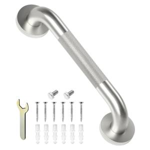 IJDD 12 Inch Shower Grab Bars for Seniors 304 Stainless Steel Knurled Non Slip Safety Bars for Showers and Walls, Fall Prevention and Handicap Support, Daily Balance Assistive Gifts for Elderly