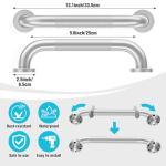 IJDD 12 Inch Shower Grab Bars for Seniors 304 Stainless Steel Knurled Non Slip Safety Bars for Showers and Walls, Fall Prevention and Handicap Support, Daily Balance Assistive Gifts for Elderly