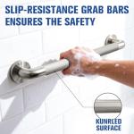 IJDD 12 Inch Shower Grab Bars for Seniors 304 Stainless Steel Knurled Non Slip Safety Bars for Showers and Walls, Fall Prevention and Handicap Support, Daily Balance Assistive Gifts for Elderly