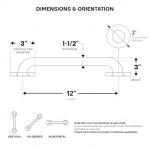 Highcraft Grab Bar for Bathtubs and Showers, Shower Grab Bars for Seniors and Elderly, Safety Bar for Bathroom 12" x 1.5" ADA Compliant Grab Bar, Heavy Duty Stainless Steel Shower Handle Wall Mount