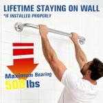 IJDD 12 Inch Shower Grab Bars for Seniors 304 Stainless Steel Knurled Non Slip Safety Bars for Showers and Walls, Fall Prevention and Handicap Support, Daily Balance Assistive Gifts for Elderly