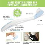 Juvo Toilet Aid - Personal Bottom Wiping Tool, Bathroom Mobility Aid for Disabled, Elderly, and Surgery Recovery - 18" long wand with hygienic cover
