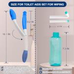 Foldable Toilet Aids Set for Wiping – 2PCS Personal Hygiene Kit with Collapsible Butt Wiper Tool & Dual-Nozzle Peri Bottle , Wiping Aid for Post-Surgery Recovery, Elderly and Travel Use (Blue, Ultra)