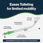 Toilet Aids for Wiping – 14.5” Wipe Assist for Toileting for All People with Range of Motion Limitations – Toilet Wiper Reacher Aid/Toilet Paper Extender for Holding Tissue & Personal Hygiene Products