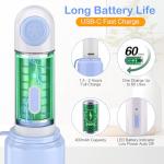 Portable Bidet Toilet Aids Wiper Tool Set for Travel | 350ML Bottle | 450mAh Battery | IPX7 Waterproof |Compact & High-Powered with 2 Pressure Modes for Wiping and Personal Hygiene (Blue, Ultra)