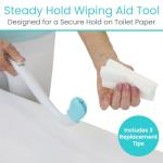 Vive Wiping Wand Toilet Aid - Bum Wipe Assist Tool for Toileting - 15" Long Reach Comfort Wiper for Obese, Bathroom Extender - Handicap Assistance for Bottom (Wiping Aid)