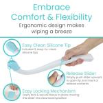 Vive Wiping Wand Toilet Aid - Bum Wipe Assist Tool for Toileting - 15" Long Reach Comfort Wiper for Obese, Bathroom Extender - Handicap Assistance for Bottom (Wiping Aid)