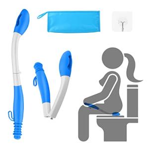 Jhua Foldable Butt Wiper Tool for Women Men Toilet Aids for Wiping 15.7" Long Comfort Bottom Buddy Wiping Aid, Self Wipe Assist Toilet Aids Wand for Disabled, Elderly, Overweight, Pregnant People