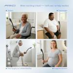 ANNND Bottom Buddy Wiping Aid – Upgraded Toilet Tissue Aids Wand for Wiping Bottom, 15.6" Long for Elderly, Overweight, Pregnant, and Limited Mobility, Black