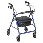Drive Medical Aluminum Rollator Walker with Seat, Blue