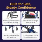 Drive Medical 4 Wheel Rollator Walker with Seat