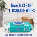 Nice 'N CLEAN Extra Large Flushable Wipes | 40% Larger Wipes | 6.8" x 7.5" Unscented XL Adult Wet Wipes | Septic and Sewer Safe | Fragrance Free, Hypoallergenic, Plant Based | 180 Butt Wipes