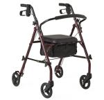 Burgundy Rollator Walker with Seat and 350 lb Capacity