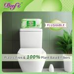 DAFI Flushable Wipes for Adult Wet Wipes, Total 720 Unscented Toilet Wipes Flushable, No Alcohol & 100% Plant Based Fibers, Septic and Sewer Safe Pack of 9