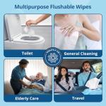 WhyWorry Flushable Wipes for Adults, Extra Large 8"x10" Butt Wipes for Toilet & Personal Cleansing, Chamomile and Vitamin E, 100% Plant-Based, Septic & Sewer Safe, Sea Incense, 144 Count (3 Packs)