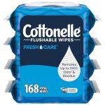 Cottonelle Fresh Care Flushable Wet Wipes, Adult Wet Wipes, 4 Flip-Top Packs, 42 Wipes Per Pack (168 Total Wipes), Packaging May Vary