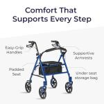 Drive Medical 4 Wheel Rollator Walker with Seat