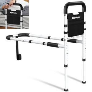BigDolphin Bed Rails for Elderly Adults Safety 2026 Upgrade - ASTM Certified, 350 LBS Capacity, Tool-Free Assembly, Non-Slip Ergonomic Handle with Storage Pocket, Safe Bed Rails for Seniors