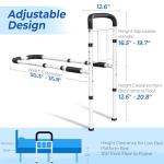 Bed Rails for Elderly Adults Safety 2026 Upgrade - ASTM-Certified Adjustable Bed Cane Supports 350LBS with Non-Slip Grip & Storage Pocket, Tool-Free Assembly Stable Bed Assist Rails for Seniors