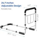 Bed Rails for Elderly Adults Safety - 2026 Upgrade - ASTM Compliant, Adjustable Bed Cane with Non-Slip Ergonomic Handle & Storage Pocket, Bed Railings for Seniors Load 400 LBS, Tool-Free Assembly