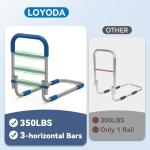 Loyoda Bed Rails for Elderly Adults Safety, Height Adjustable Bed Assist Rail for Seniors with Storage Organizer and Non-Slip Handle, Bedside Fall Prevent Grab Bar