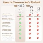 Bed Rails for Elderly Adults Safety: Adjustable Bedside Assist Rails with Storage Pockets, Non-Slip Handles, Sensor Night Light, 400LB Gravity Capacity (Compatible with Bed Frames 13.19"-19.69" )