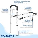 Bed Rails for Elderly Adults Safety 2026 Upgrade - ASTM-Certified Adjustable Bed Cane Supports 350LBS with Non-Slip Grip & Storage Pocket, Tool-Free Assembly Stable Bed Assist Rails for Seniors