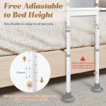 Bed Rails for Elderly Adults Safety: Adjustable Bedside Assist Rails with Storage Pockets, Non-Slip Handles, Sensor Night Light, 400LB Gravity Capacity (Compatible with Bed Frames 13.19"-19.69" )