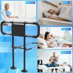 Bed Rails for Elderly Adults Safety with Extending Non-Slip Handle, ASTM Approved Adjustable Bed Assist Rail for Seniors, 400lb Weight Capacity, Storage Pocket & Fixing Strap,Fits Twin/Full/Queen/King
