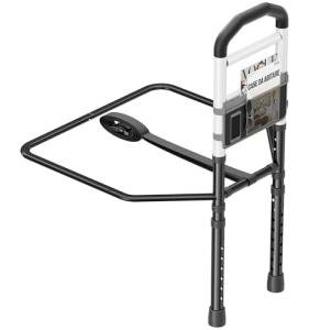 Bed Rails for Elderly Adults Safety, Adjustable Bed Assist Rail for Seniors with Storage Pouch, Widened Support Surface and Secure Legs, Holds 350 Lbs - Fits Twin, Full, Queen, King Bedsds, Black