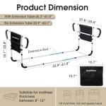 goodleben Double Bed Rail for Elderly Adults Safety, Adjustable Bed Assist Rail, Dual Side Bed Rail for Seniors Safety, Under Mattress Bed Guard Rail for Fall Prevention, Fits Twin/Full/Queen Beds