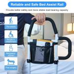 Bed Rails for Elderly Adults Safety-Bed Assist Rail with Double Grab Bars & Fall Prevention Guard & Storage Pocket Fits King, Queen, Full, Twin, Support Up to 300lbs,Height 25.6'' (Double Grab Bars)