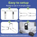 HONEYBULL Bed Rails for Elderly Adults - Medical Bed Assist Rail with Support Bar, Storage Bag & Safety Strap, Fits King, Queen, Full, and Twin Beds – Mobility Assistance for Elderly or Disabled