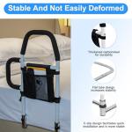Bed Rails for Elderly Adults Safety-Bed Assist Rail with Double Grab Bars & Fall Prevention Guard & Storage Pocket Fits King, Queen, Full, Twin, Support Up to 300lbs,Height 25.6'' (Double Grab Bars)